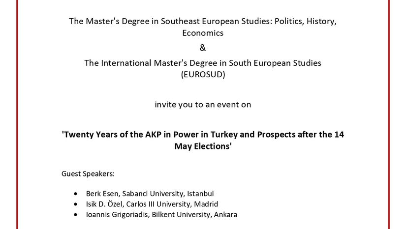 Event: "Twenty Years of the AKP in Power in Turkey and Prospects after the 14 May Elections"